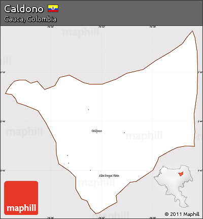 Classic Style Simple Map of Caldono, cropped outside