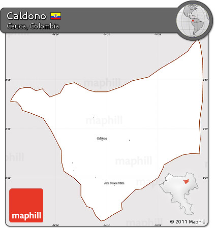 Classic Style Simple Map of Caldono, cropped outside