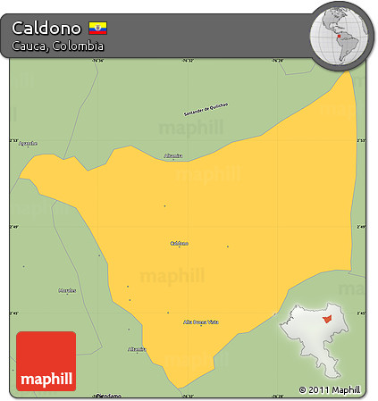 Savanna Style Simple Map of Caldono