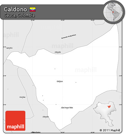 Silver Style Simple Map of Caldono