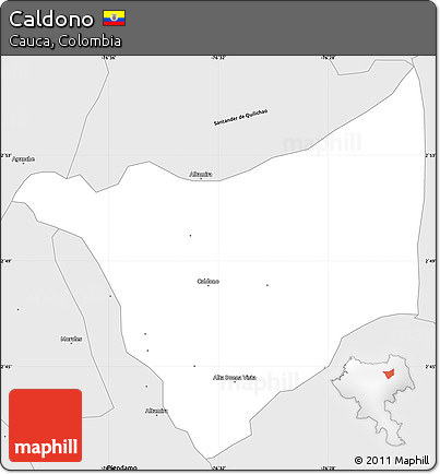Silver Style Simple Map of Caldono