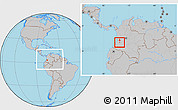 Gray Location Map of Caloto, within the entire country