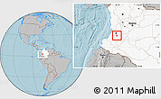 Gray Location Map of Caloto, highlighted country, hill shading