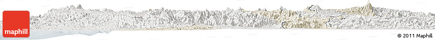 Shaded Relief Horizon Map of Cauca, lighten, semi-desaturated