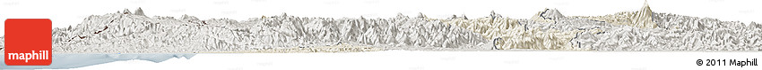 Shaded Relief Horizon Map of Cauca, semi-desaturated