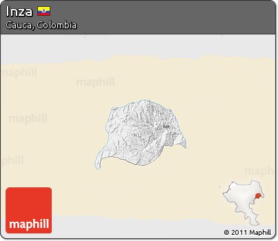 Classic Style 3D Map of Inza, single color outside