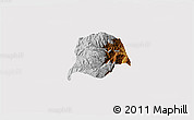 Physical 3D Map of Inza, cropped outside