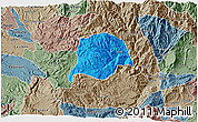 Political 3D Map of Inza, semi-desaturated