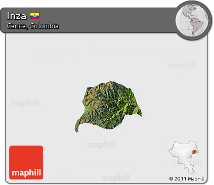 Satellite 3D Map of Inza, single color outside