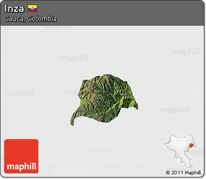 Satellite 3D Map of Inza, single color outside