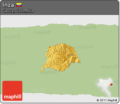Savanna Style 3D Map of Inza, single color outside