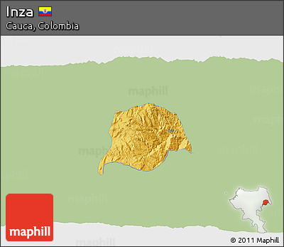 Savanna Style 3D Map of Inza, single color outside