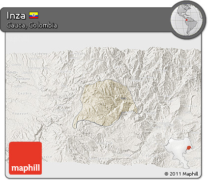Shaded Relief 3D Map of Inza, lighten