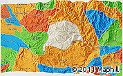 Shaded Relief 3D Map of Inza, political outside