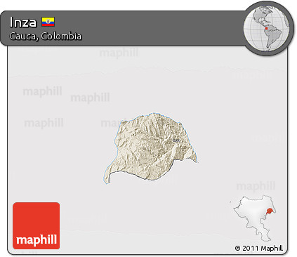 Shaded Relief 3D Map of Inza, single color outside