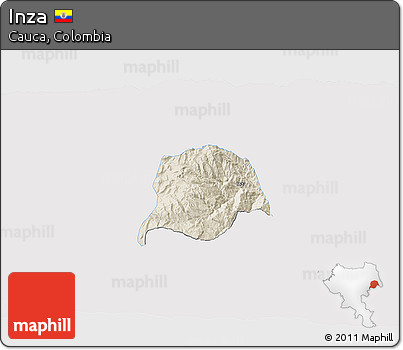 Shaded Relief 3D Map of Inza, single color outside