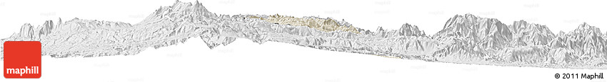 Shaded Relief Horizon Map of Inza, lighten, desaturated Shaded Relief Horizon Map of Inza, lighten, desaturated
