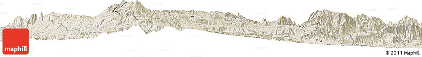 Shaded Relief Horizon Map of Inza
