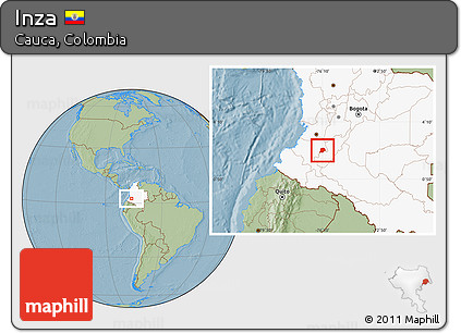 Savanna Style Location Map of Inza, highlighted country, hill shading