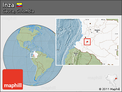 Savanna Style Location Map of Inza, highlighted country, hill shading