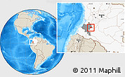 Shaded Relief Location Map of Inza, highlighted country, highlighted parent region