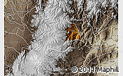 Physical Map of Inza, semi-desaturated