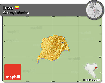 Savanna Style Map of Inza, single color outside