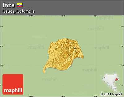 Savanna Style Map of Inza, single color outside
