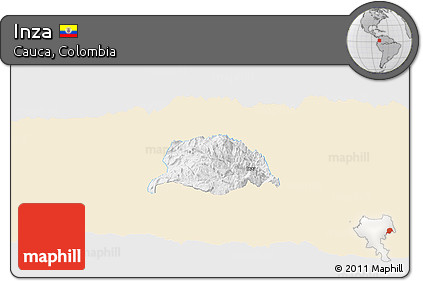 Classic Style Panoramic Map of Inza, single color outside