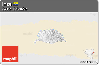 Classic Style Panoramic Map of Inza, single color outside