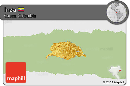 Savanna Style Panoramic Map of Inza, single color outside