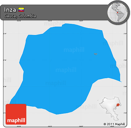 Political Simple Map of Inza, single color outside