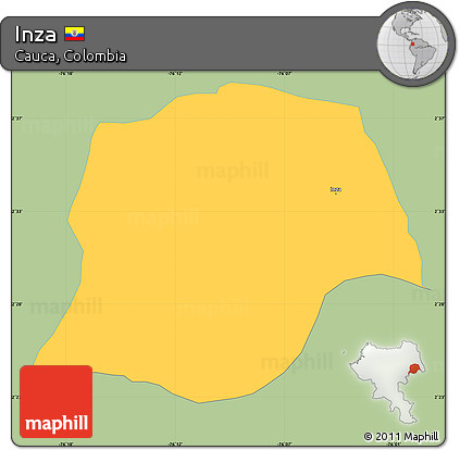 Savanna Style Simple Map of Inza, single color outside