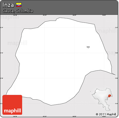 Silver Style Simple Map of Inza, cropped outside