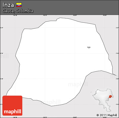 Silver Style Simple Map of Inza, cropped outside