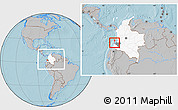 Gray Location Map of Isla, highlighted country, highlighted parent region, within the entire country, hill shading