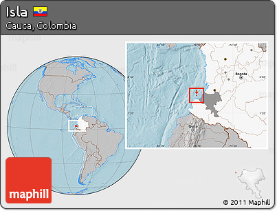 Gray Location Map of Isla, highlighted country, highlighted parent region, hill shading