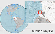 Gray Location Map of Isla, highlighted country, highlighted parent region, hill shading