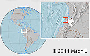 Gray Location Map of Isla, highlighted parent region, hill shading