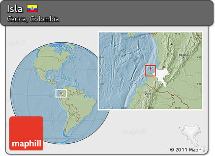 Savanna Style Location Map of Isla, highlighted parent region, hill shading