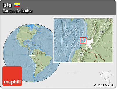 Savanna Style Location Map of Isla, highlighted parent region, hill shading