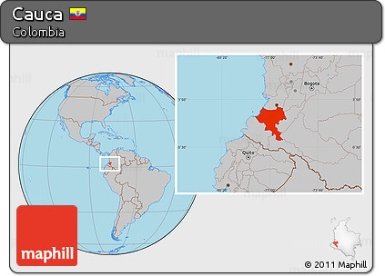 Gray Location Map of Cauca