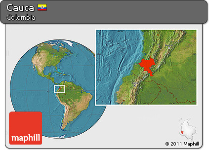 Satellite Location Map of Cauca