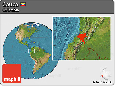 Satellite Location Map of Cauca