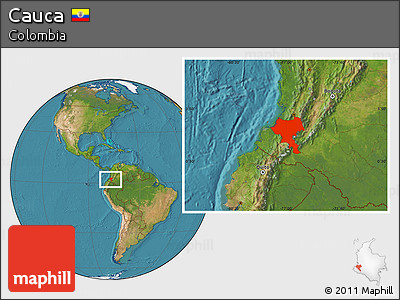 Satellite Location Map of Cauca