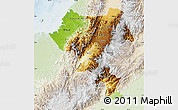 Physical Map of Cauca, lighten