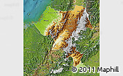 Physical Map of Cauca, satellite outside