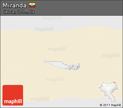 Classic Style 3D Map of Miranda, single color outside