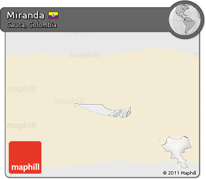 Classic Style 3D Map of Miranda, single color outside