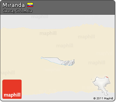 Classic Style 3D Map of Miranda, single color outside